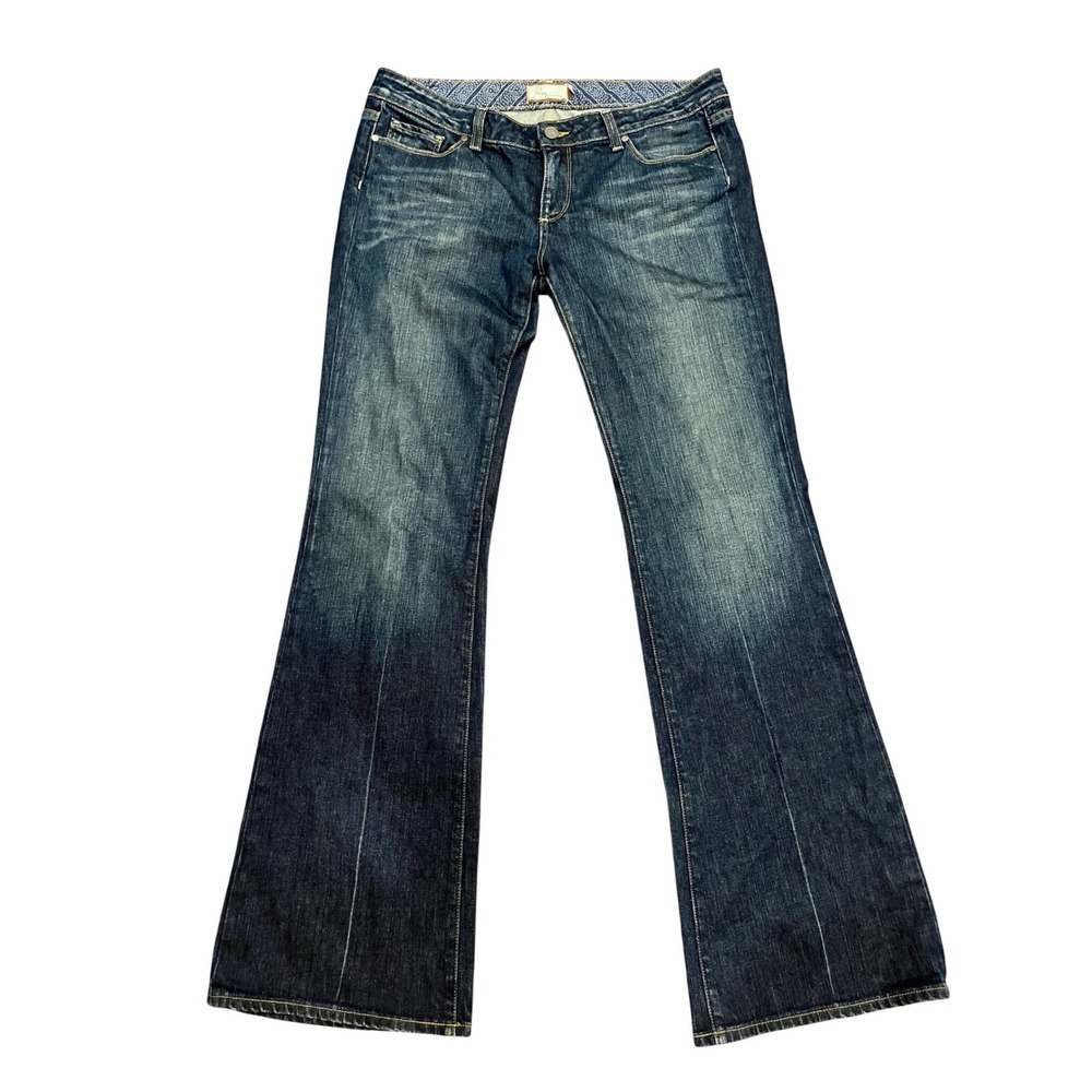 Paige Premium Denim Jeans Women Blue Flare Low Rise Dark Wash 33